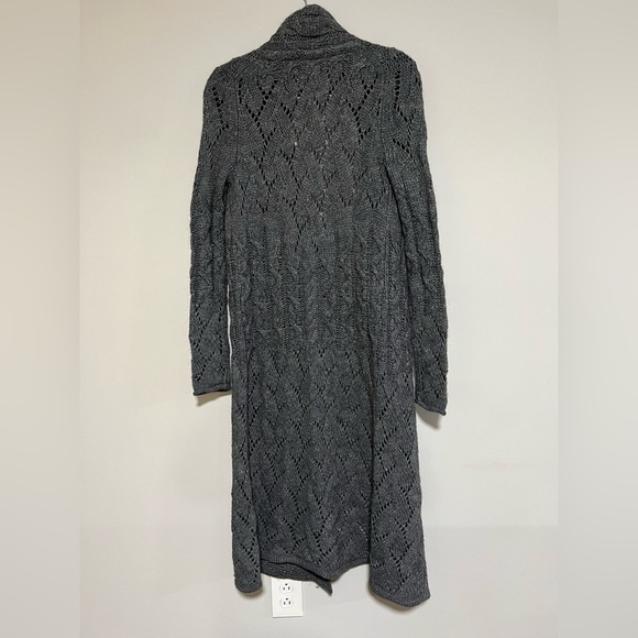 Garnet Hill Gray Wool Alpaca Blend Longline Cardigan Duster Sweater Coat Size XS - Picture 2 of 10